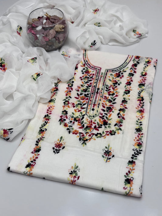 Handmade Multi Pakka Tanka With Mirror Work On Pure Gtm Lawn 3pc Suits