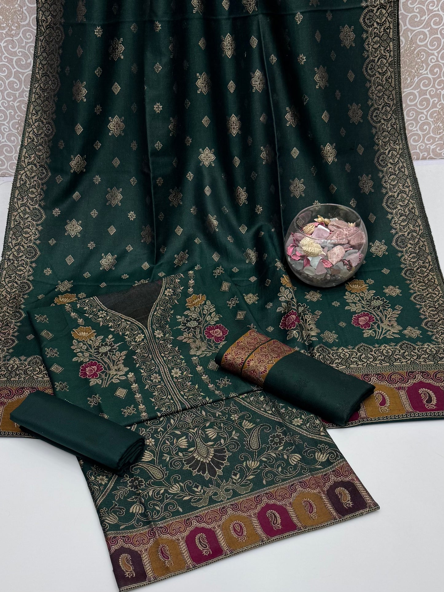 Winter Pashmina Jacquard 3pc Dress 👗