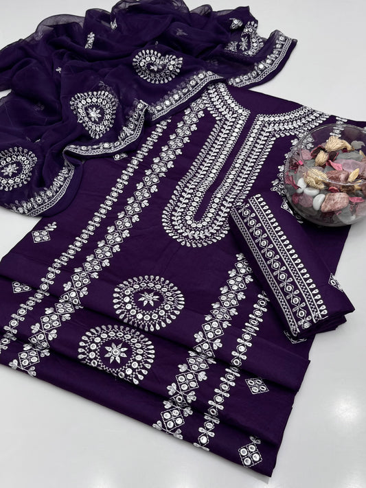 Computer 9mm Embroidery On Pure Lawn 3pc Dress 👗