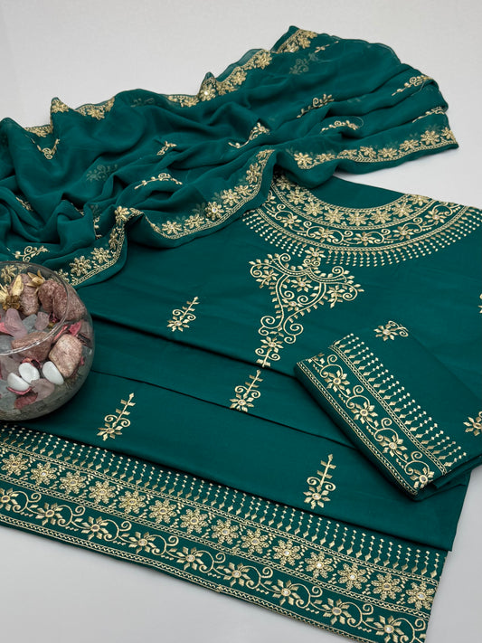 Computer 9mm Embroidery Shahi Design On Pure Lawn 3pc Dress 👗