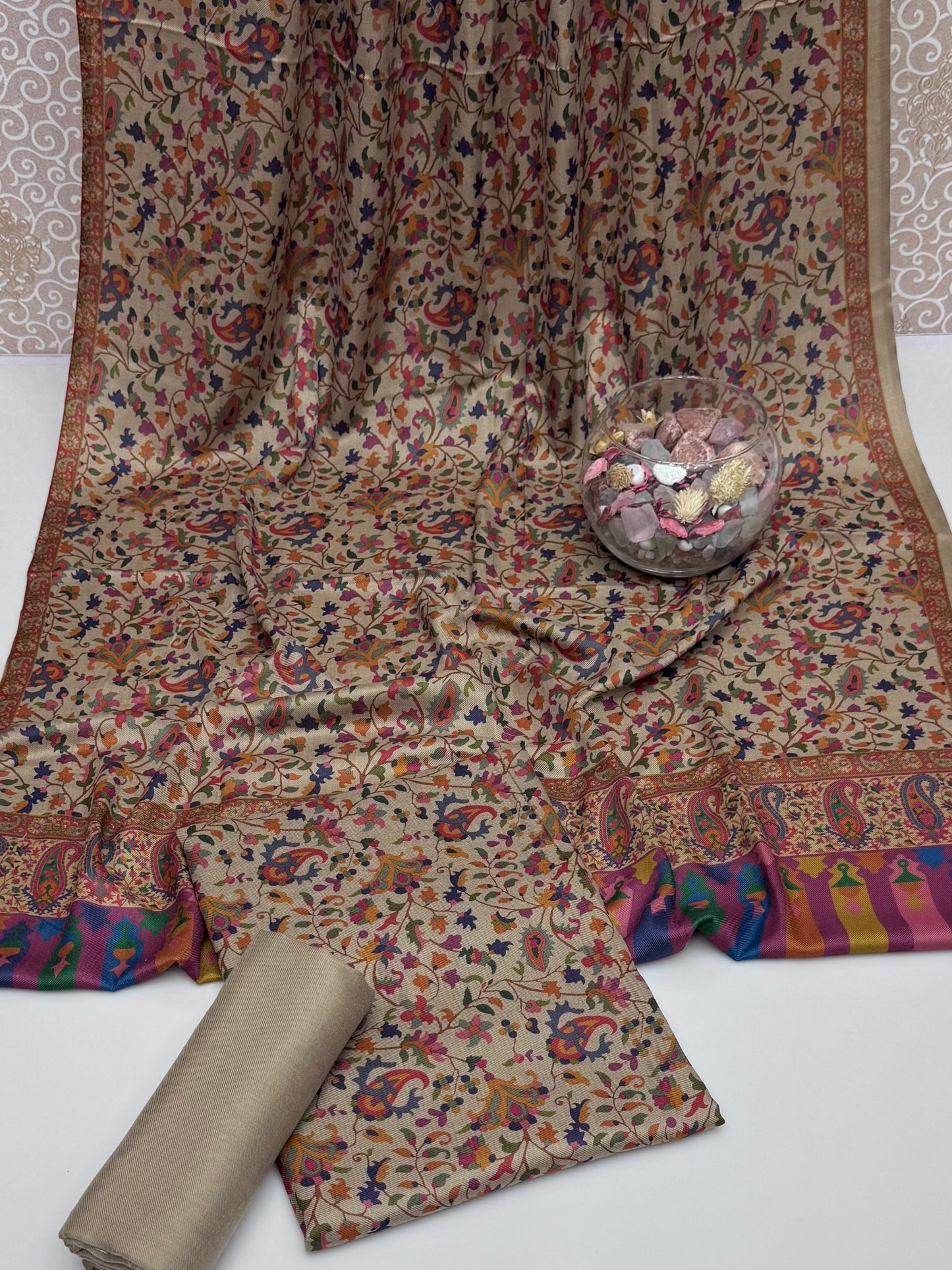Pure Pashmina Kalamkari Printed 3pc Dress 👗