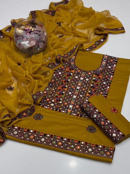 Computer Balochi Embroidery On Pure Lawn 3pc Dress π