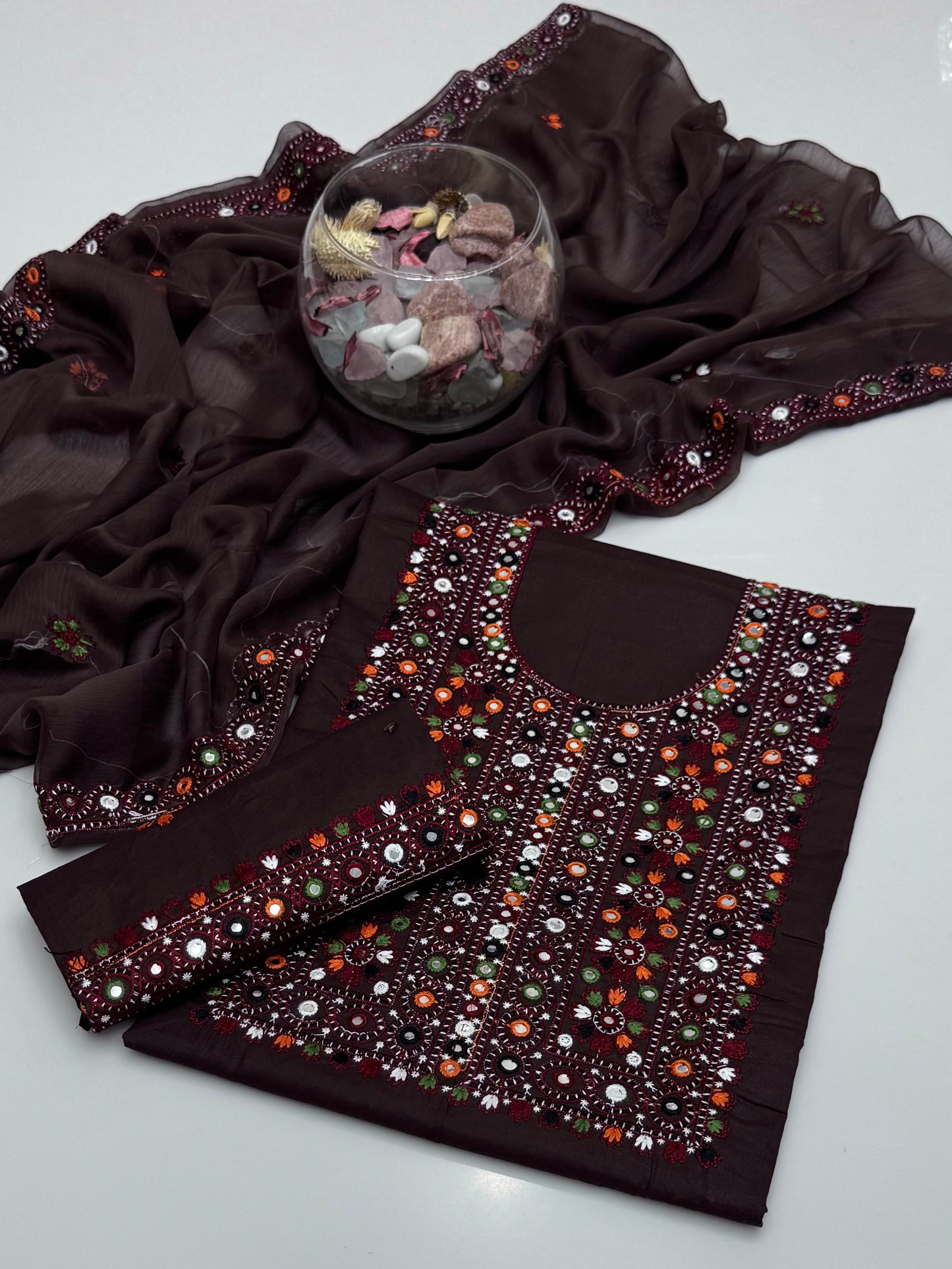 Computer Balochi Embroidery On Pure Lawn 3pc Dress 👗