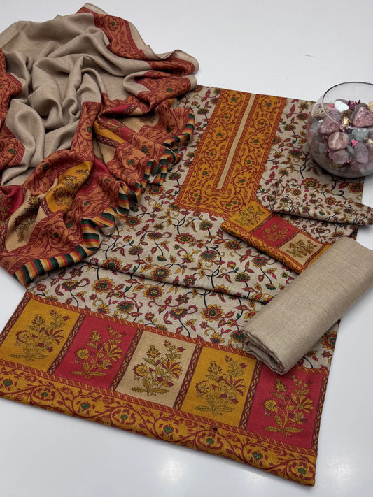 Pure Pashmina Kalamkari Printed 3pc Dress 👗