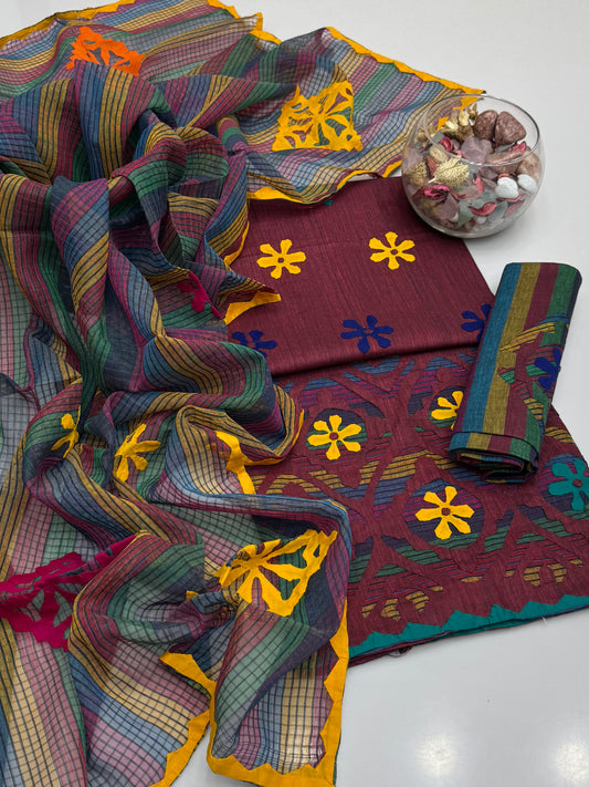 Handmade Applic Work On Khaddi Cotton 3pc Dress 👗