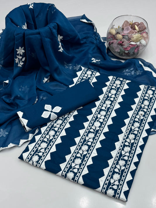 Computer Pakka With Handmade Applic Work On Pure Lawn 3pc Dress 👗
