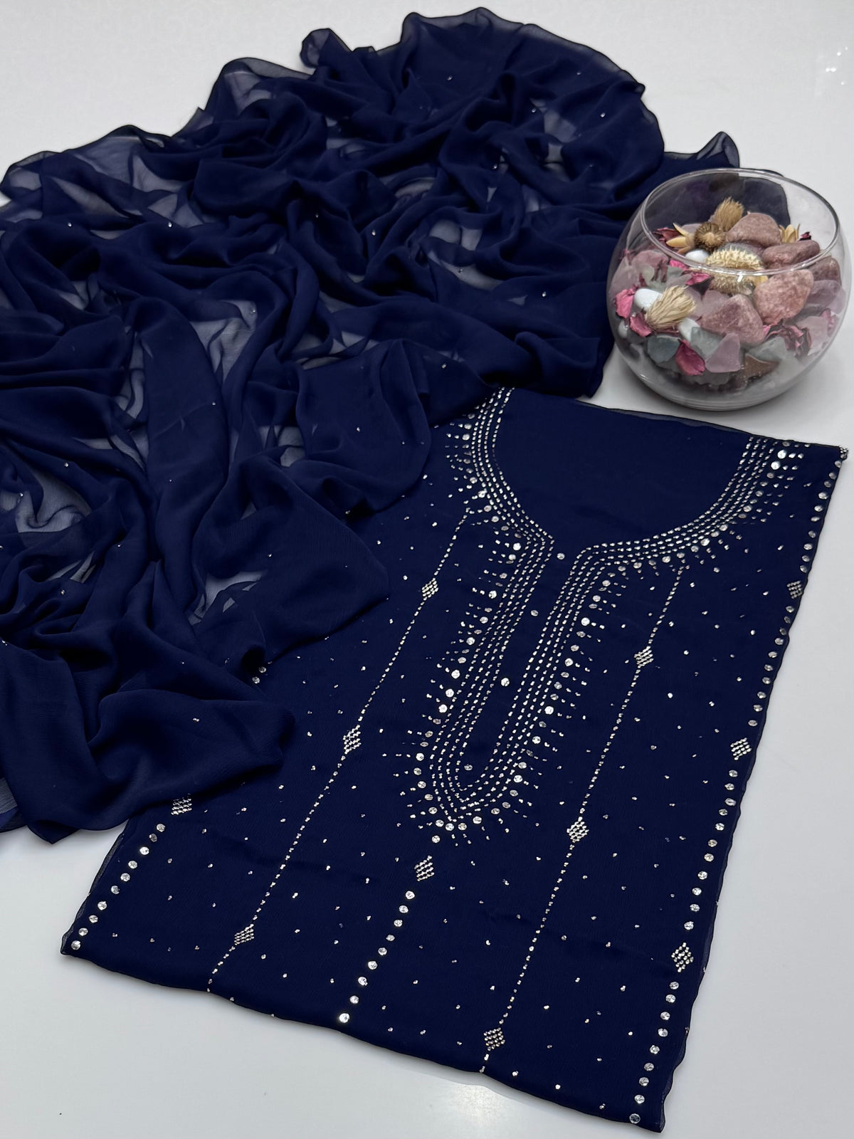Handmade Barfi Mukesh On Soft Krinkle Shifoon 2pc Dress 👗
