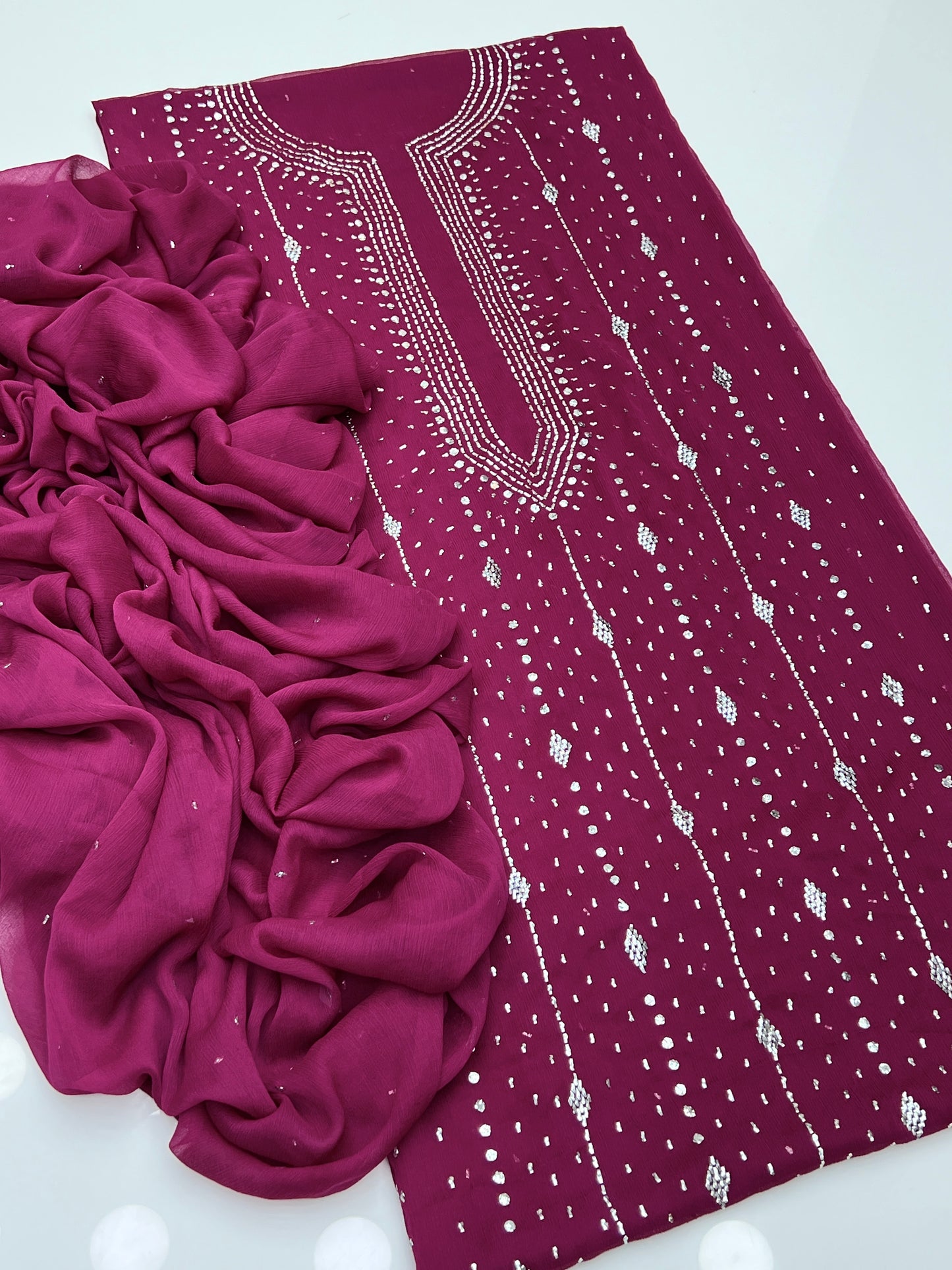 Barfi Mukesh Work On Soft Krinkle Shifoon 2pc Dress 👗