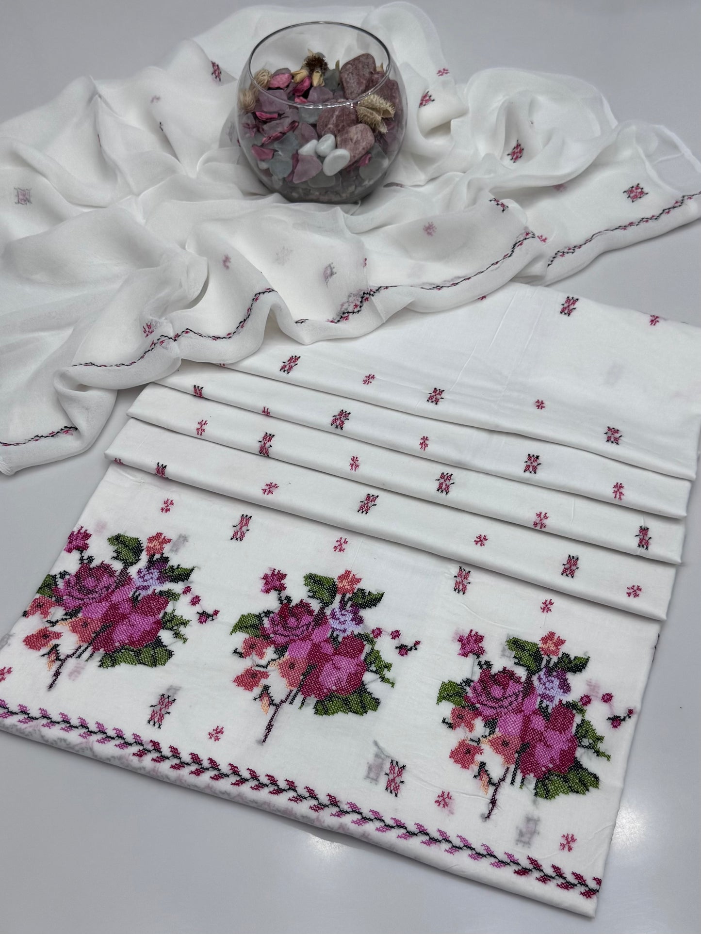 Handmade Crosstich Work On Pure Gtm Lawn 3pc Dress 👗