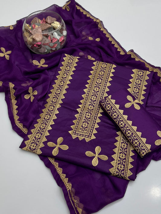 Computer Crosstich Embroidery On Pure Lawn 3pc Dress 👗