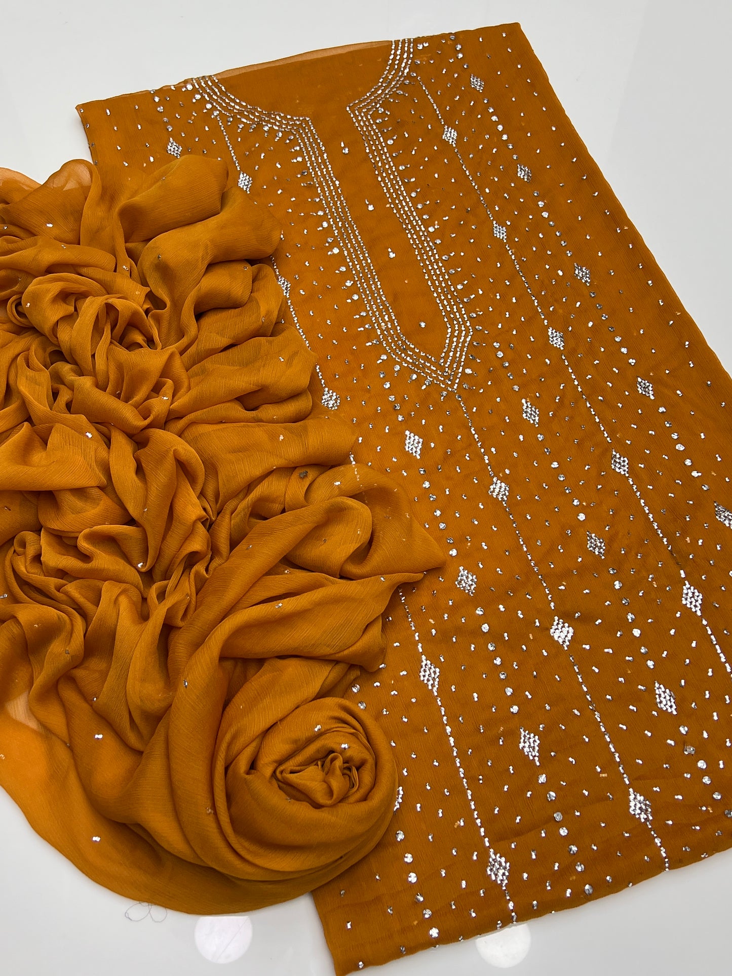 Barfi Mukesh Work On Soft Krinkle Shifoon 2pc Dress 👗