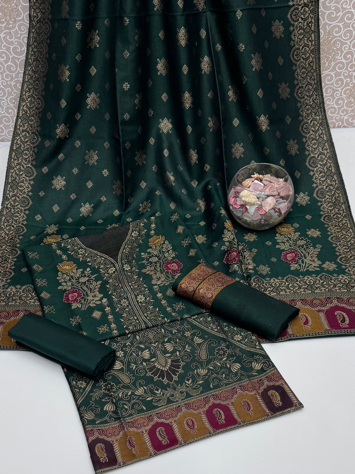Winter Pashmina Jacquard 3pc Dress 👗