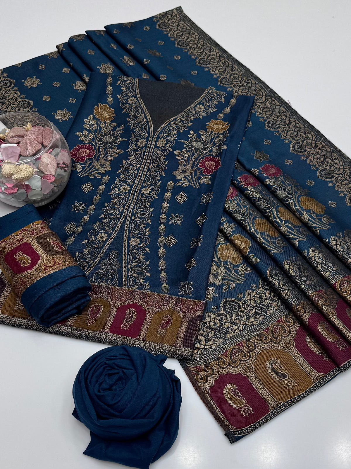 Winter Pashmina Jacquard 3pc Dress 👗