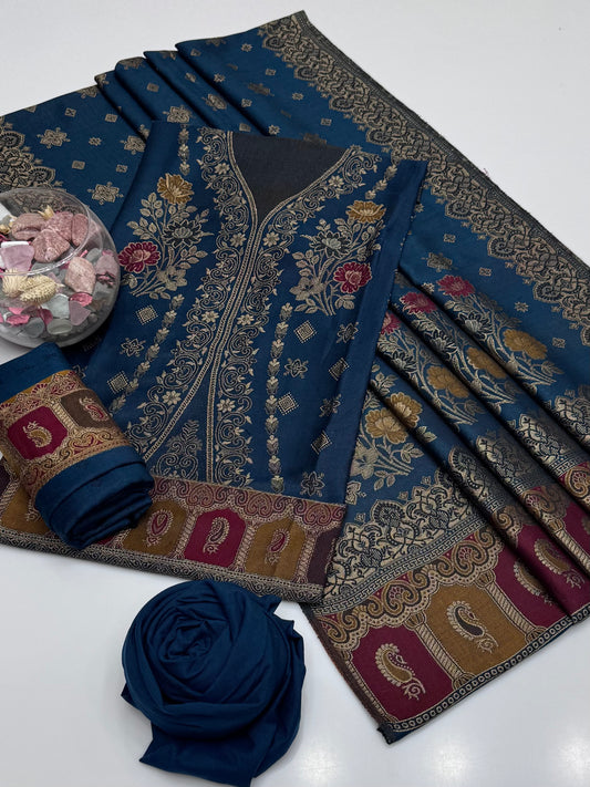 Winter Pashmina Jacquard 3pc Dress 👗