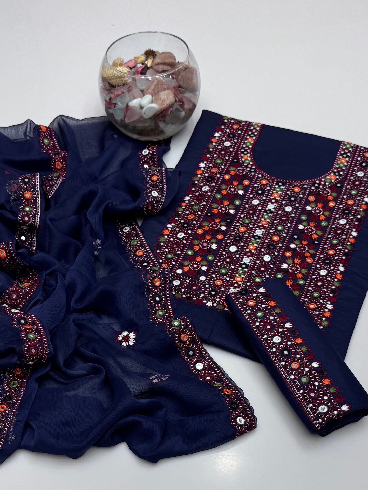 Computer Balochi Embroidery On Pure Lawn 3pc Dress 👗