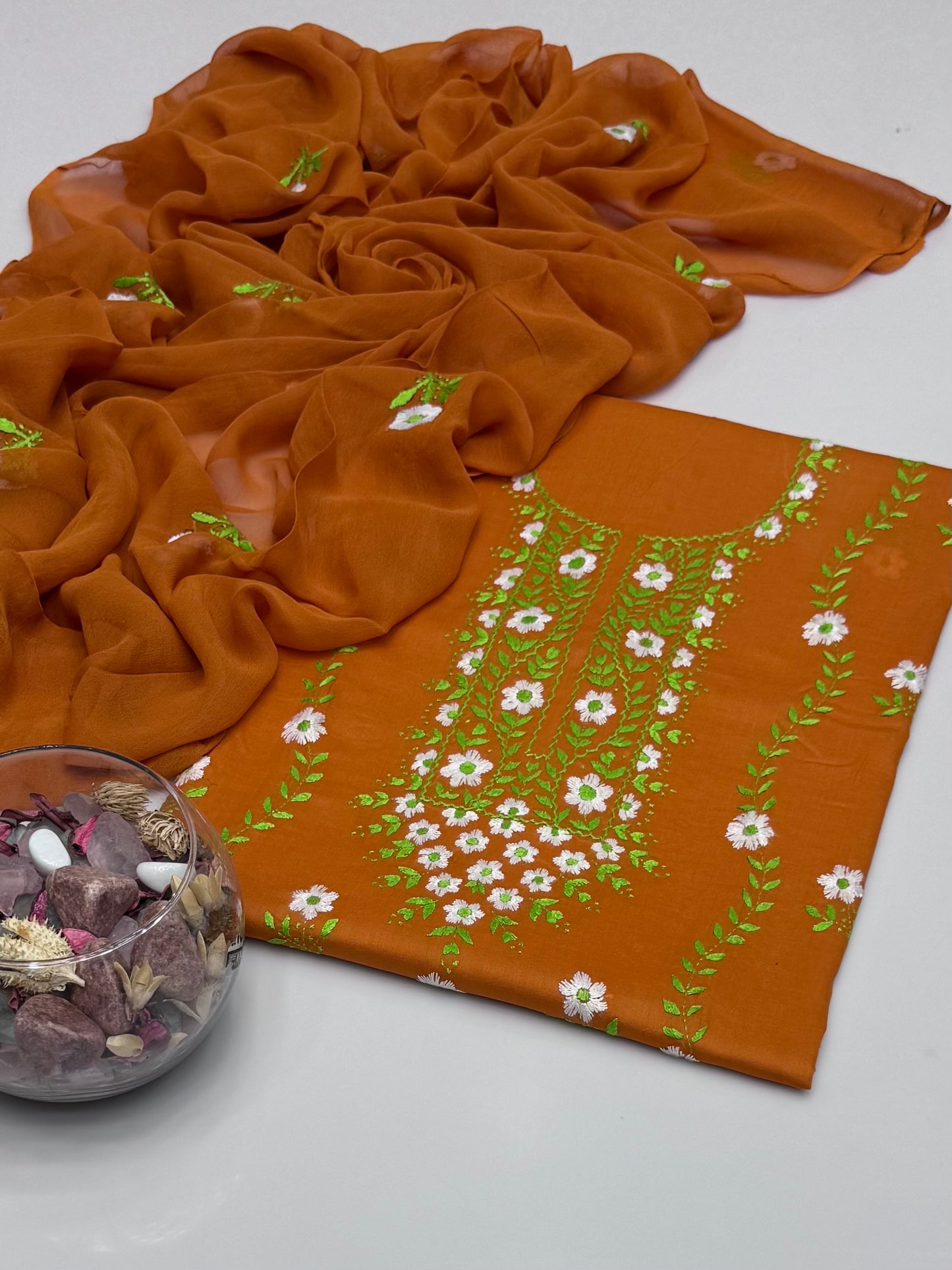 Handmade Multi Pakka Tanka With Mirror Work On Pure Gtm Lawn 3pc Suits
