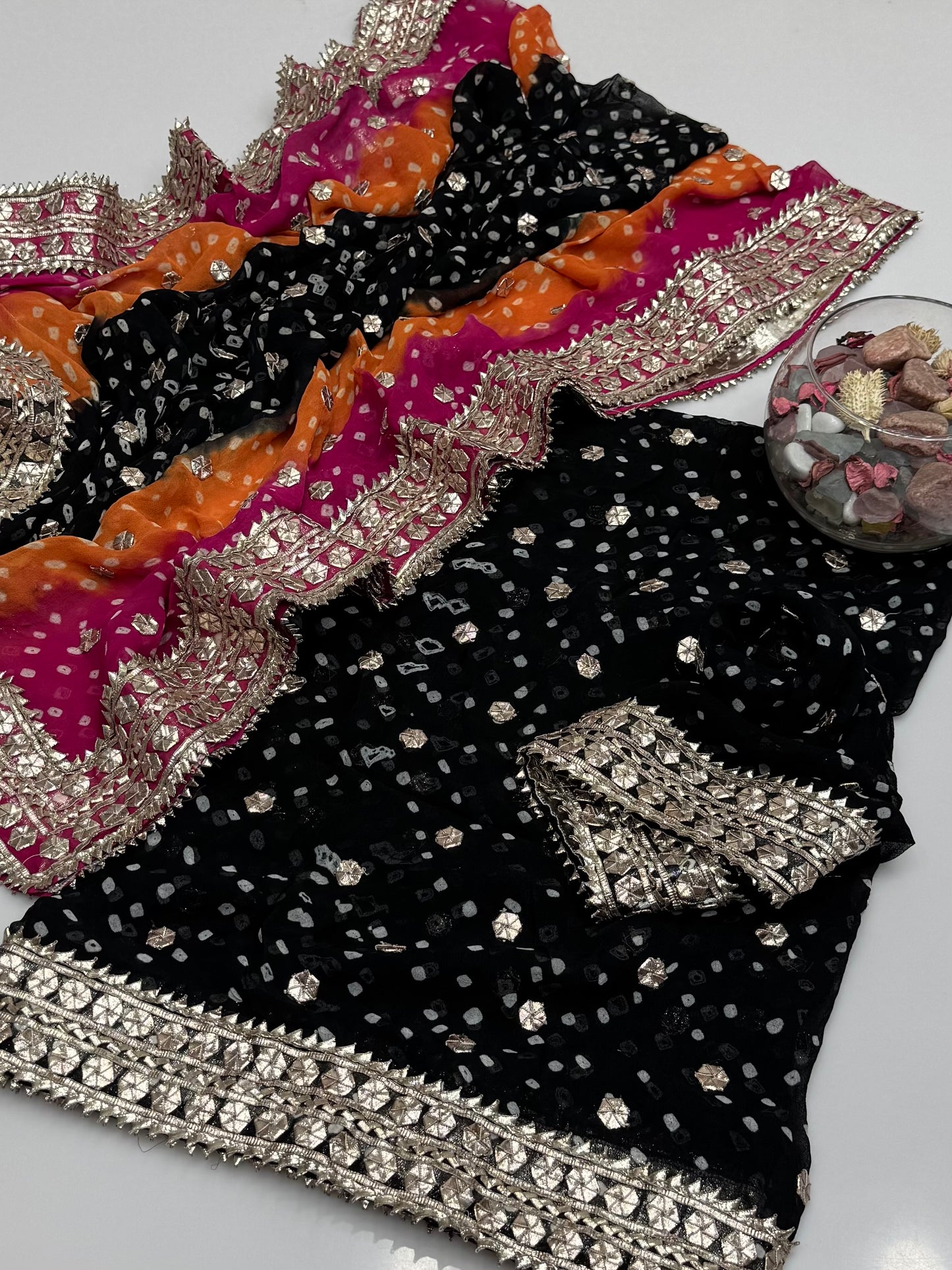 Handmade Chunri Akhrot Gotta On Bamber Shifoon 2pc Dress 👗