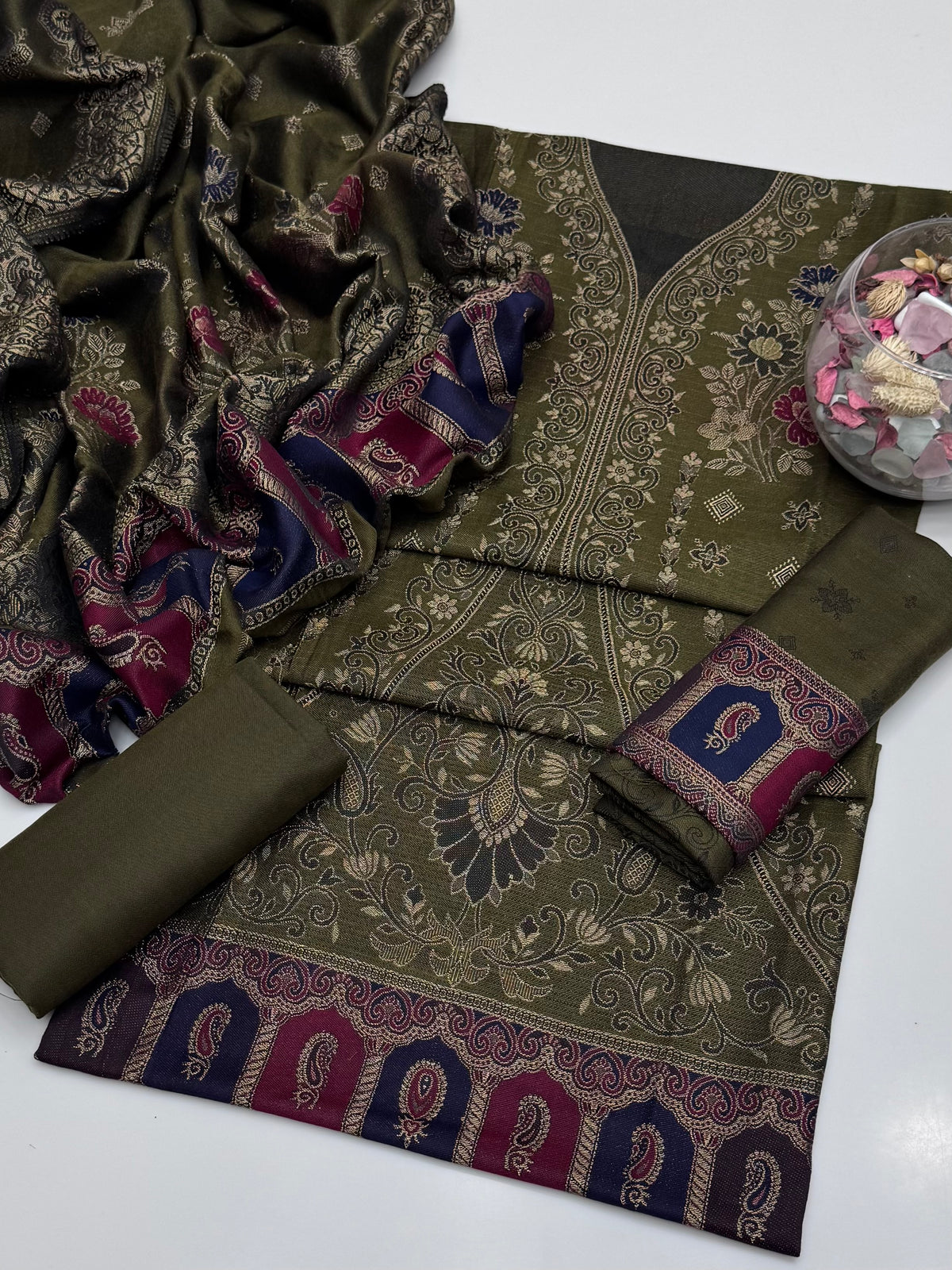 Winter Pashmina Jacquard 3pc Dress 👗