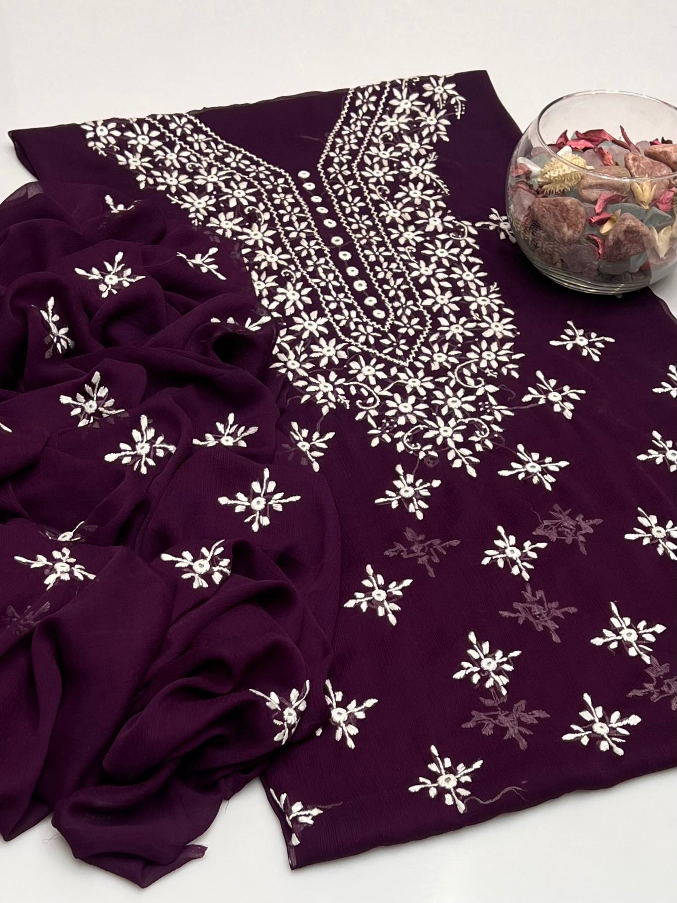 Handmade Pakka Tanka With Mirror Work On Soft Krinkle Shifoon 2pc Dress 👗