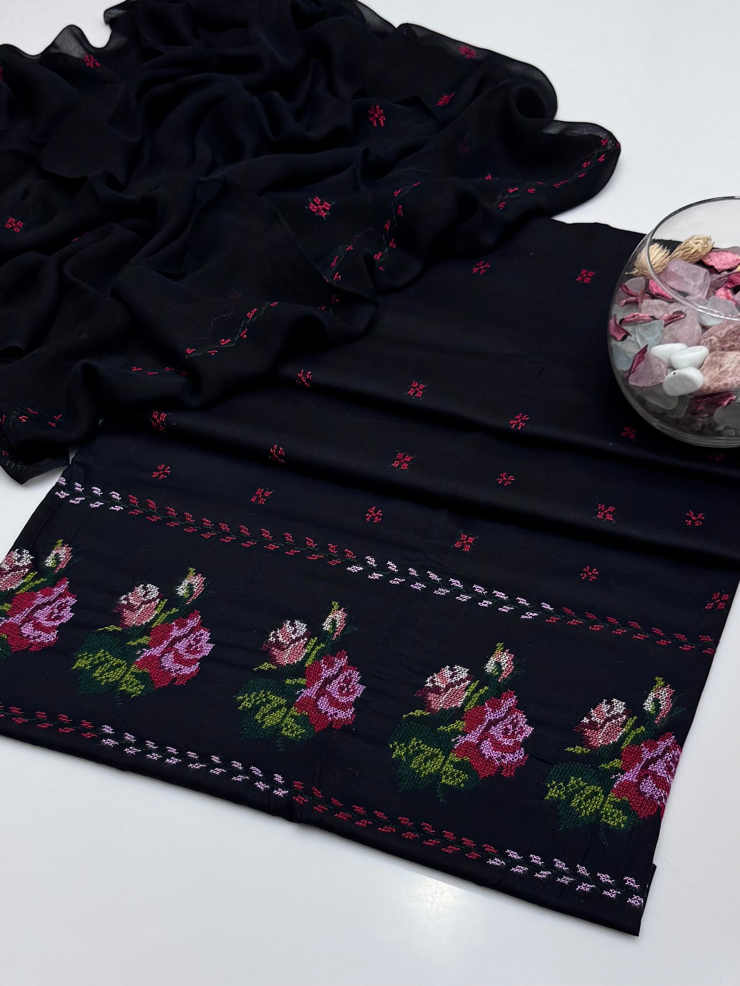 Handmade Crosstich Work On Pure Gtm Lawn 3pc Dress 👗