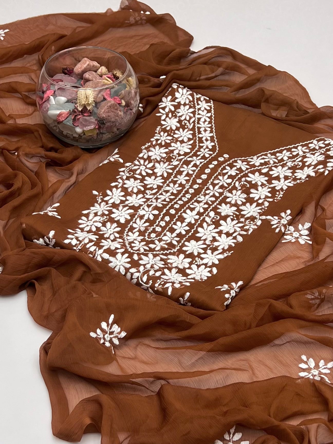 Handmade Pakka Tanka With Mirror Work On Soft Krinkle Shifoon 2pc Dress 👗