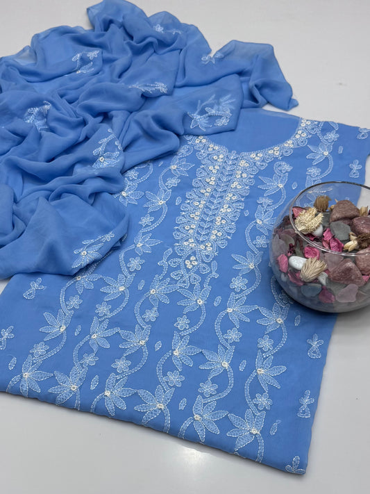 Handmade Shedow Tanka With Mirror Work On Soft Krinkle Shifoon 2pc Dress 👗