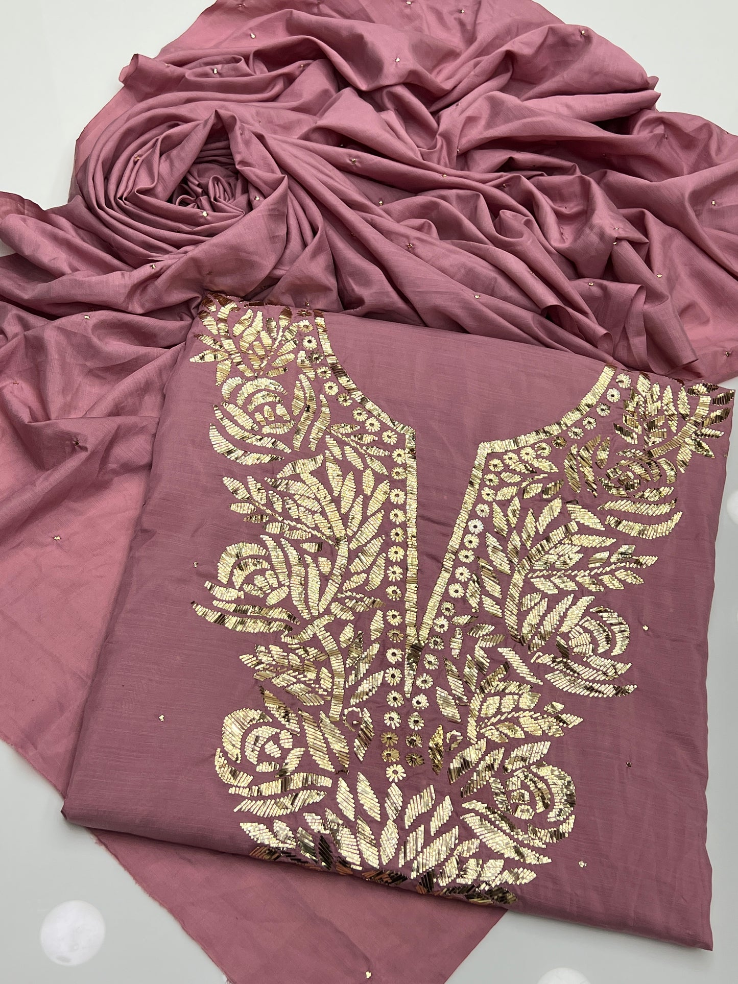 Indian Mukesh work on Soft Indian Raw Silk