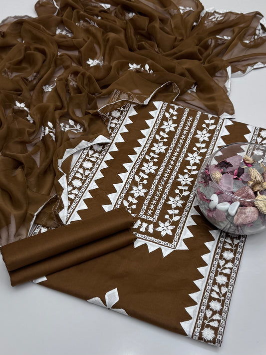 Computer Pakka Sequence With Handmade Applic Embroidery On Pure Lawn 3pc Dress 👗