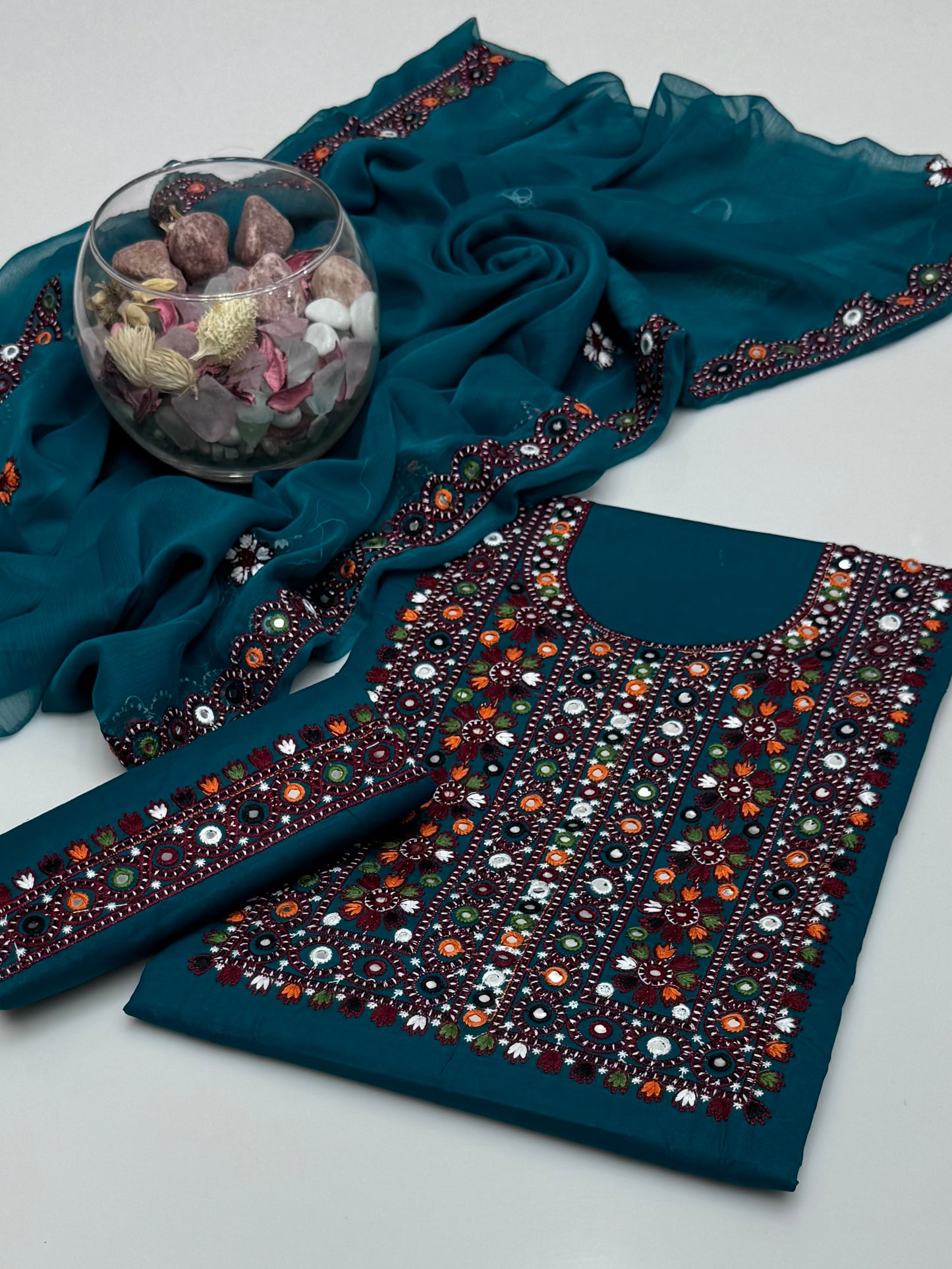 Computer Balochi Embroidery On Pure Lawn 3pc Dress 👗
