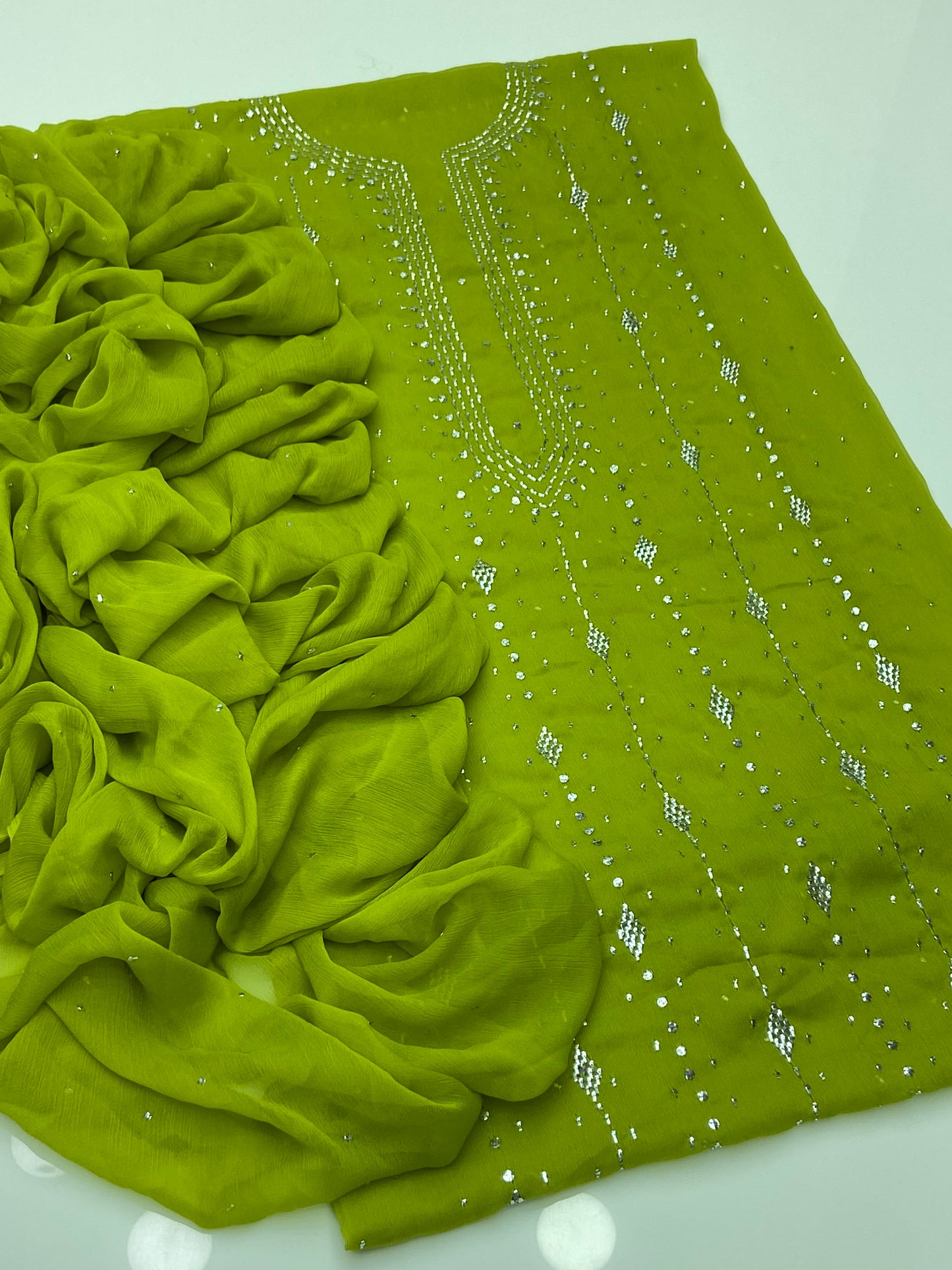 Barfi Mukesh Work On Soft Krinkle Shifoon 2pc Dress 👗