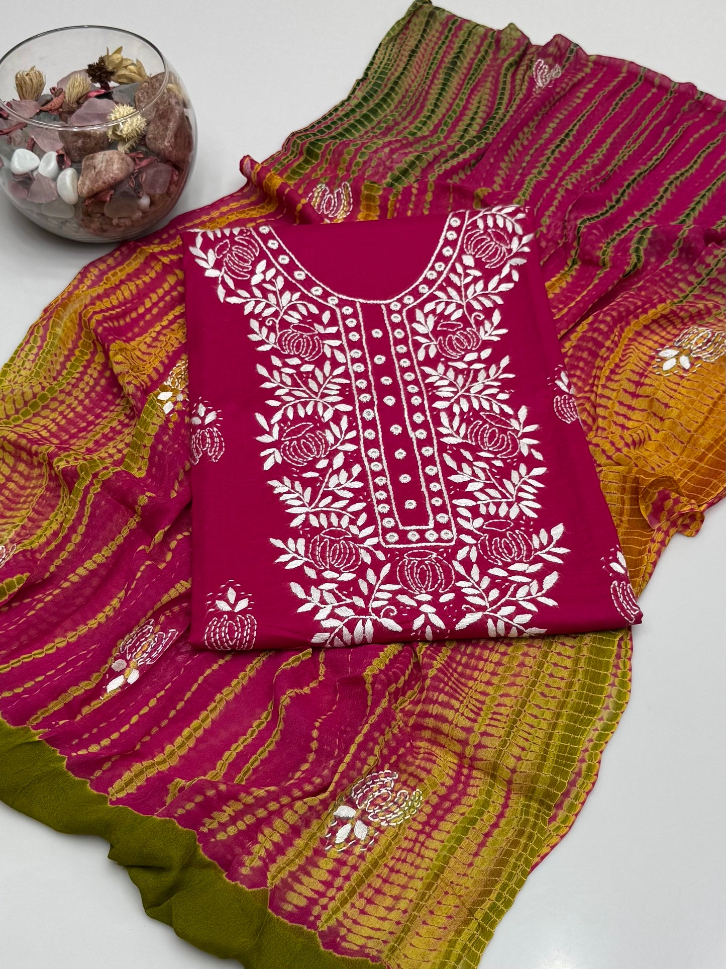 Handmade Shedow Pakka Tanka With Mirror Work On Lawn 3pc Dress 👗