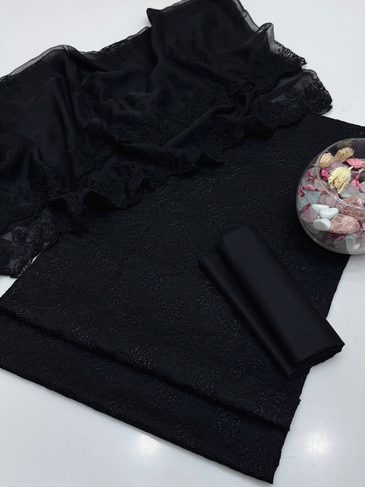 Computer Crosstich Boring Embroidery On Pure Lawn 3pc Dress 🖤