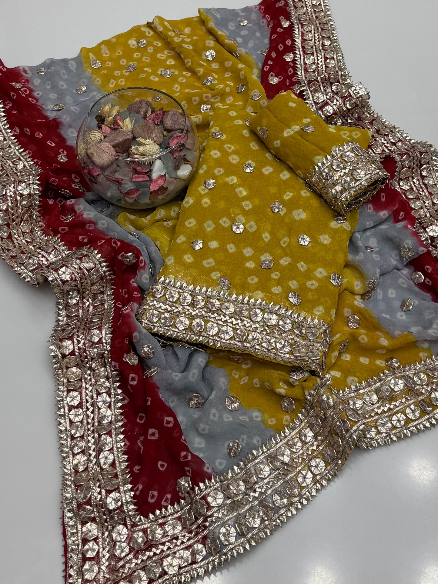 Handmade Chunri Akhrot Gotta On Bamber Shifoon 2pc Dress 👗