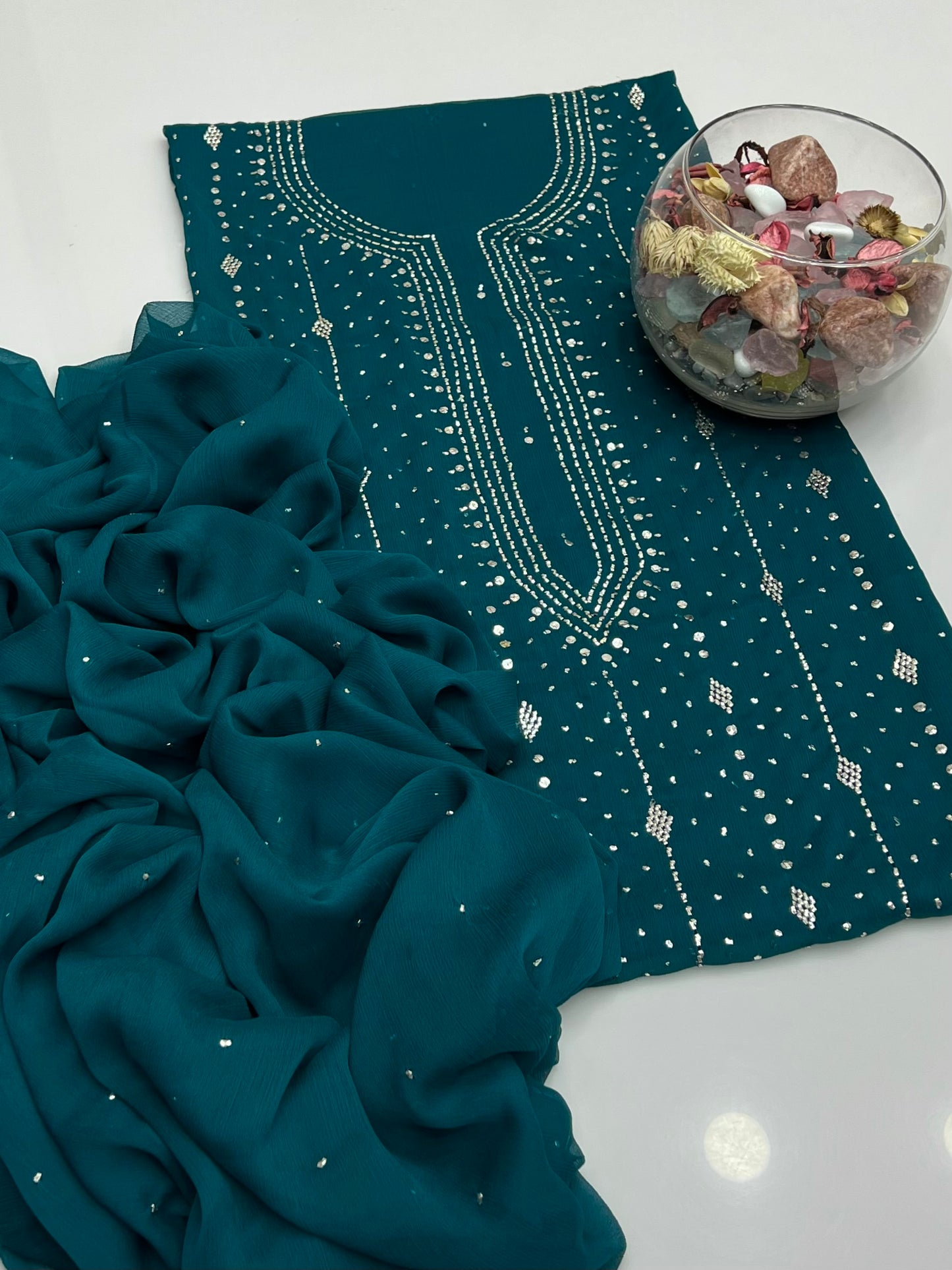 Barfi Mukesh Work On Soft Krinkle Shifoon 2pc Dress 👗