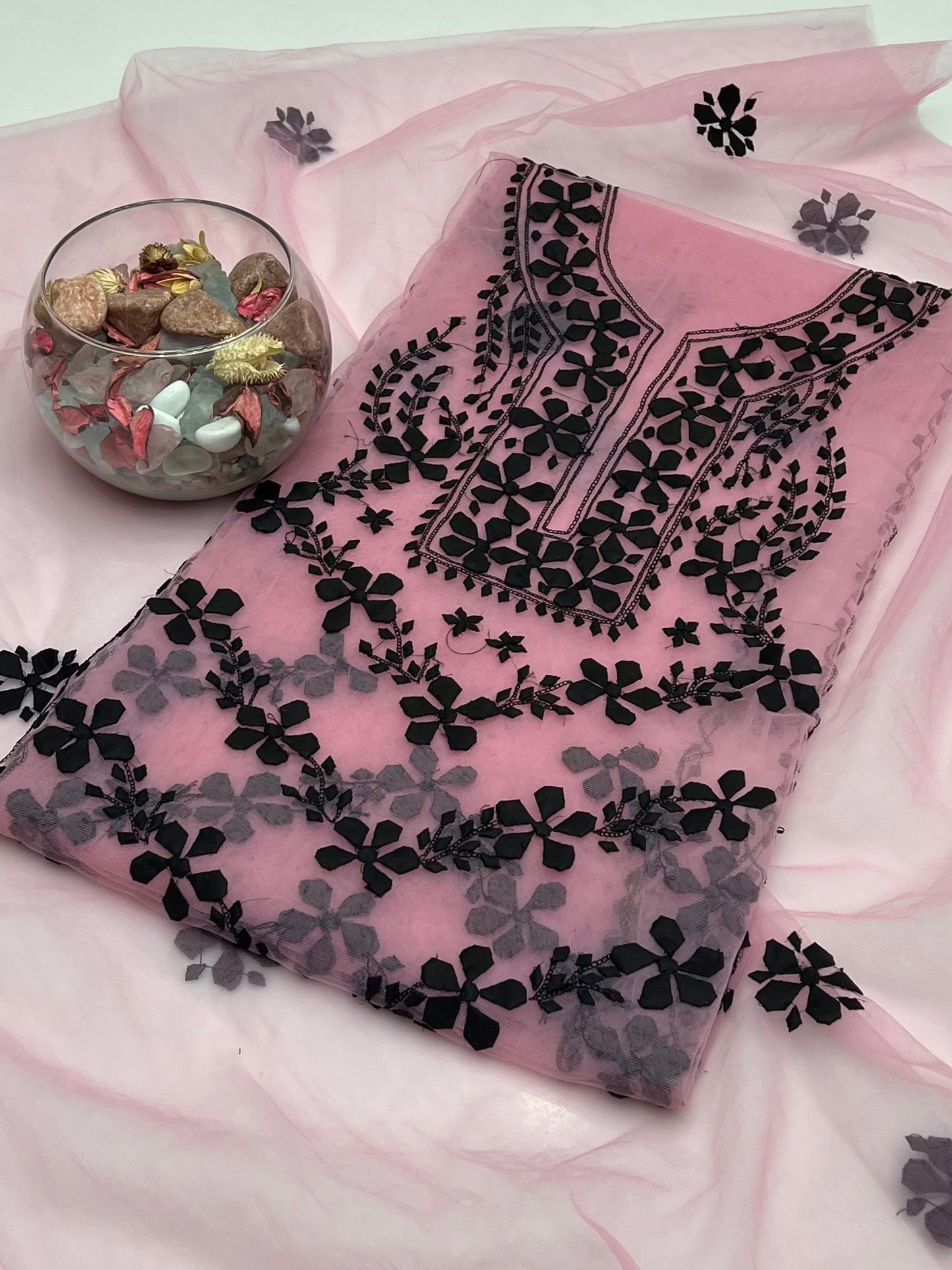 Handmade Applic Work On Net Fabric 2pc Dress 👗