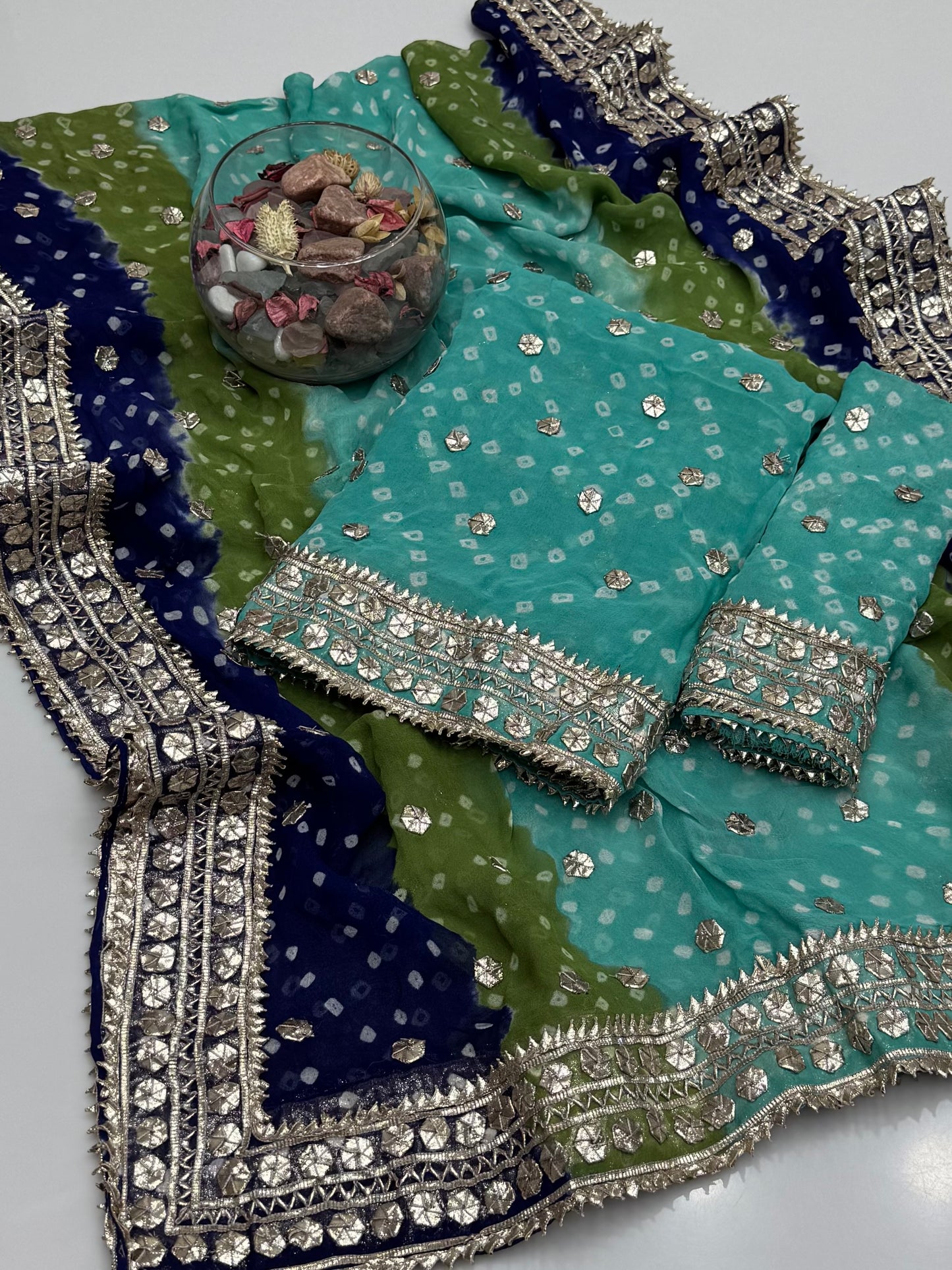 Handmade Chunri Akhrot Gotta On Bamber Shifoon 2pc Dress 👗