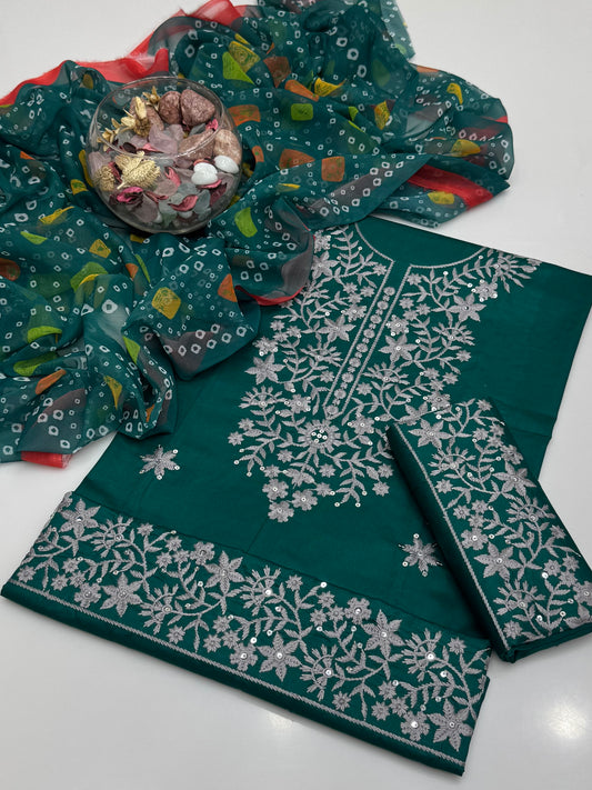 Computer Pakka Sequence Embroidery On Pure Lawn 3pc Dress 👗