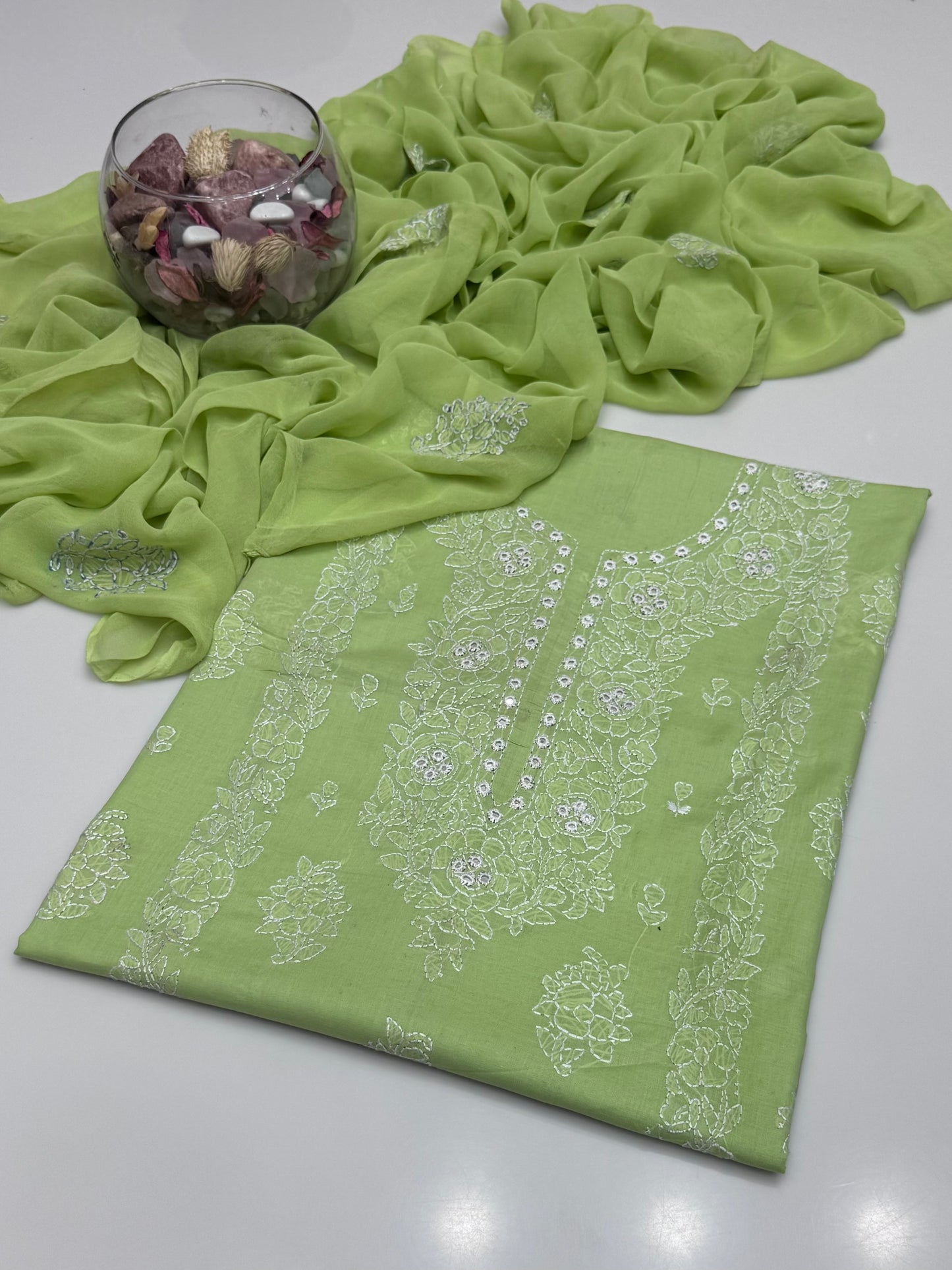 Handmade Shedow Tanka With Mirror Work On Pure Gtm Lawn 3pc Dress 👗