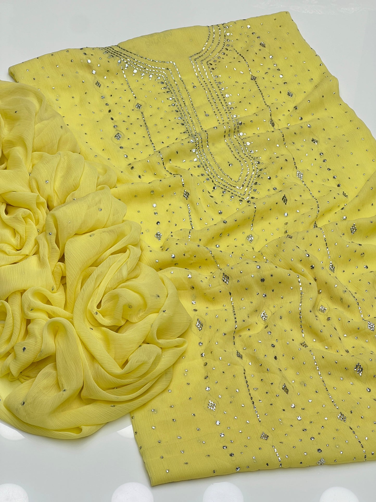 Barfi Mukesh Work On Soft Krinkle Shifoon 2pc Dress 👗