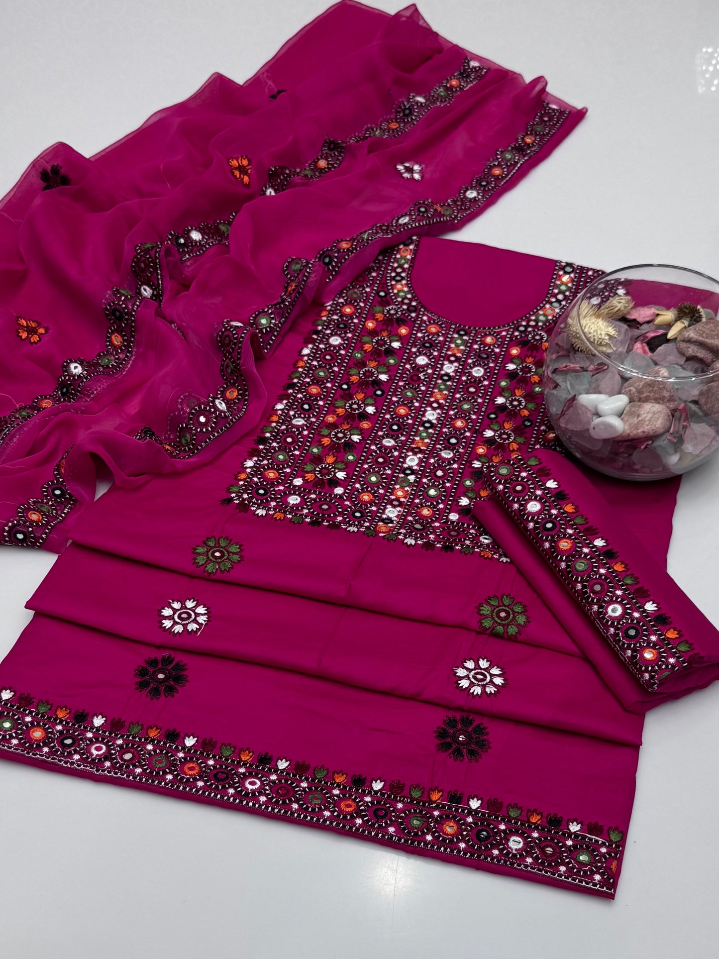 Computer Balochi Embroidery On Pure Lawn 3pc Dress 👗