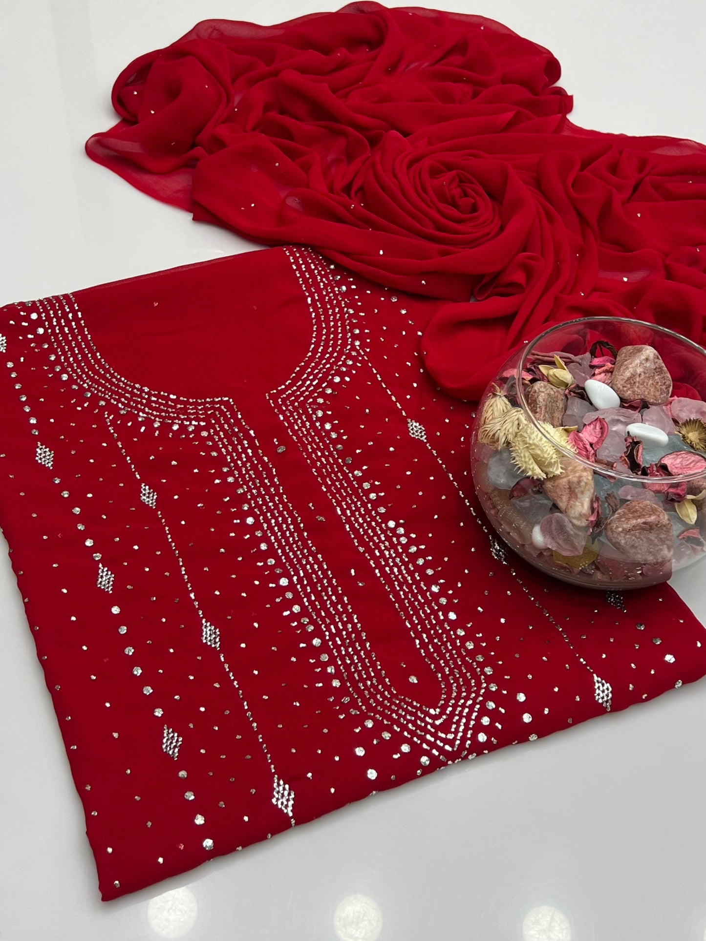 Barfi Mukesh Work On Soft Krinkle Shifoon 2pc Dress 👗