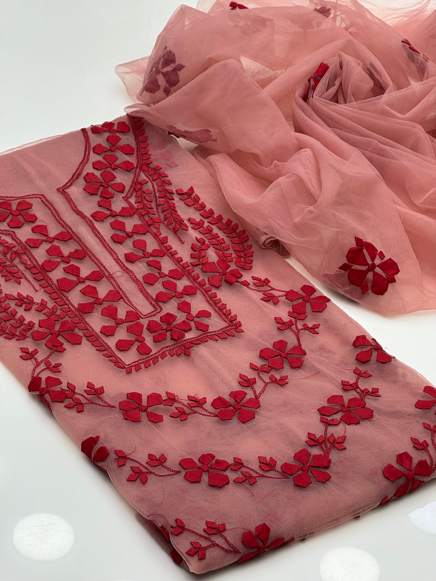 Handmade Applic Work On Net Fabric 2pc Dress 👗