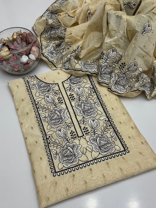 Computer Gulab Embroidery On Pure Bindi Paper Cotton 2pc Dress 👗