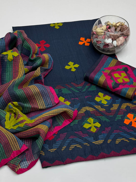 Handmade Applic Work On Khaddi Cotton 3pc Dress 👗