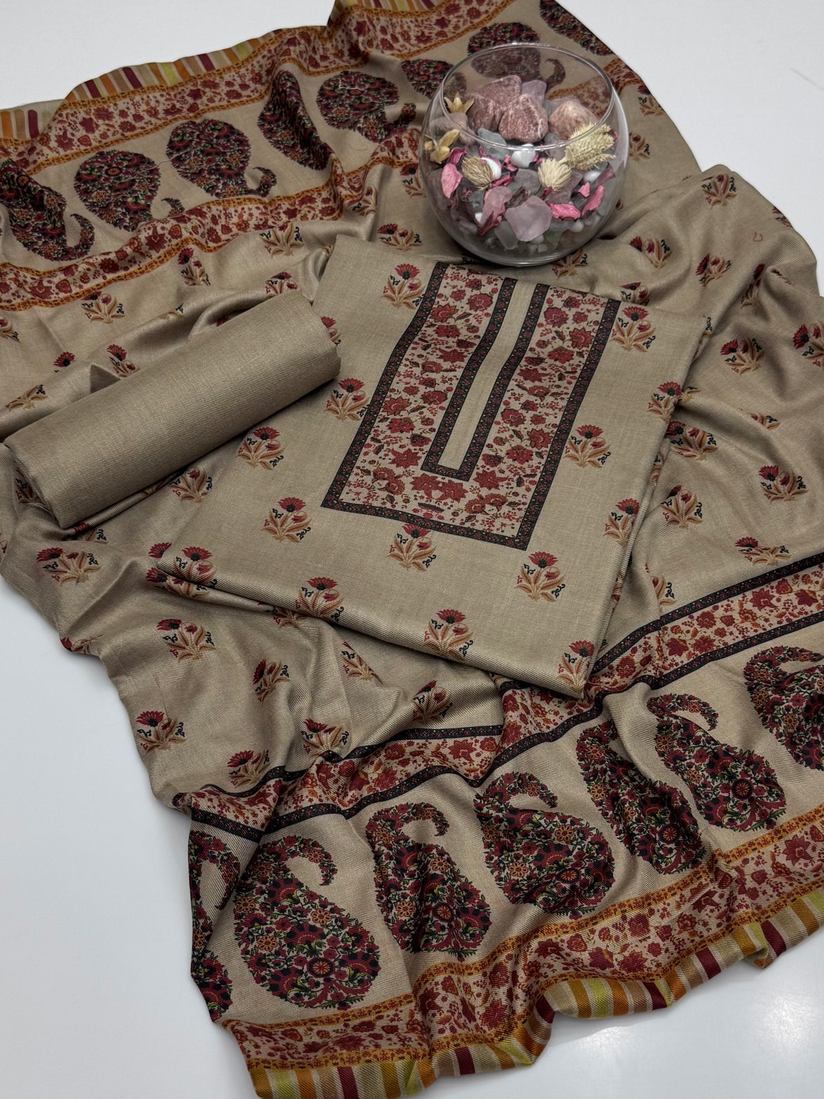 Pure Pashmina Kalamkari Printed 3pc Dress 👗