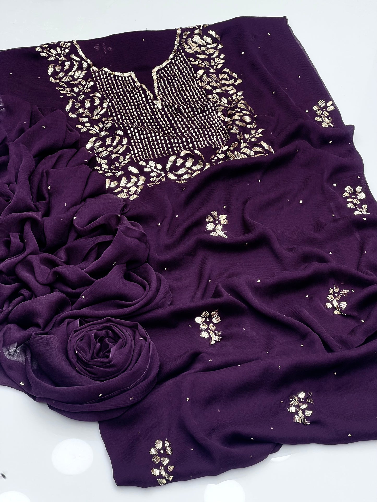 🎉Indian Mukesh On Soft Krinkle Shifoon🎉