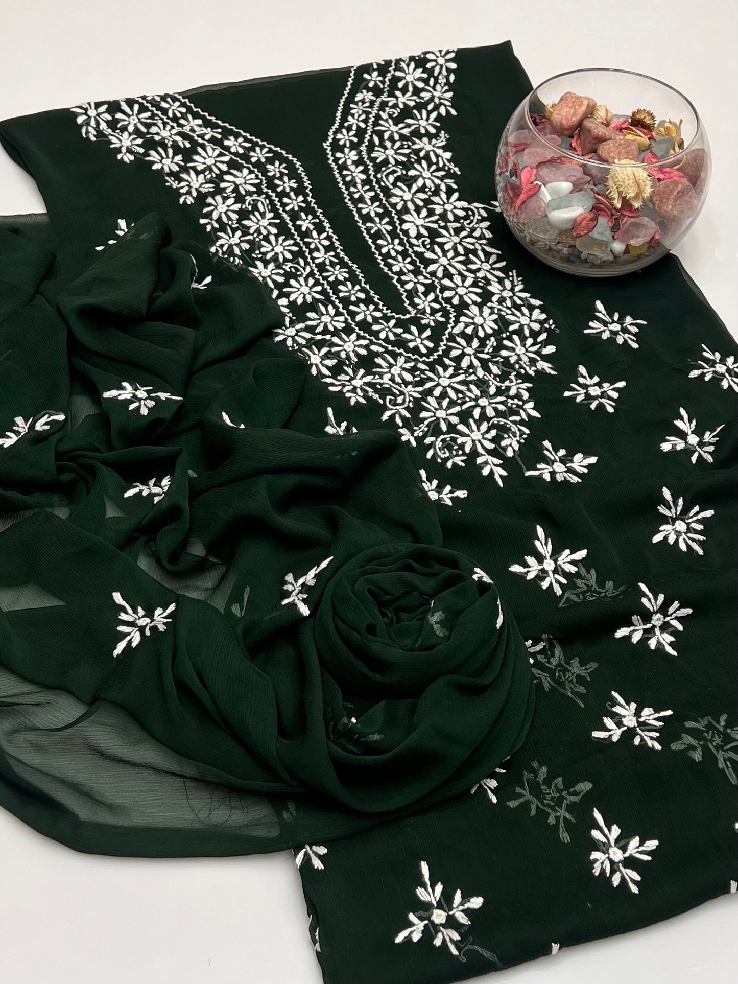 Handmade Pakka Tanka With Mirror Work On Soft Krinkle Shifoon 2pc Dress 👗