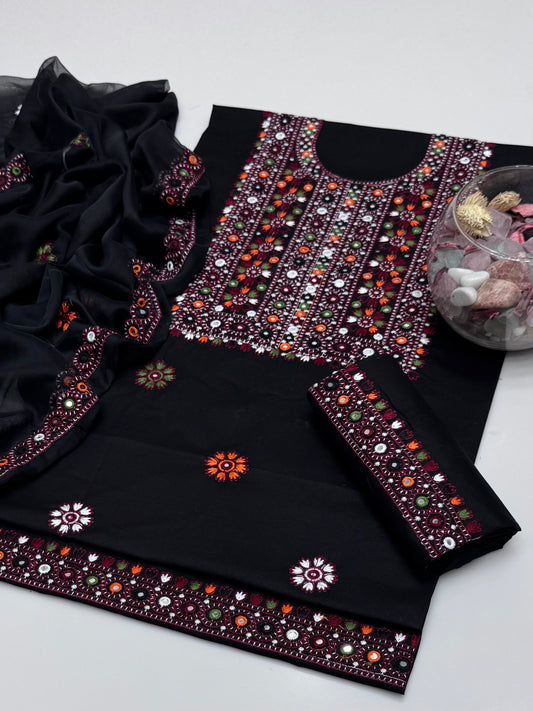 Computer Balochi Embroidery On Pure Lawn 3pc Dress 👗