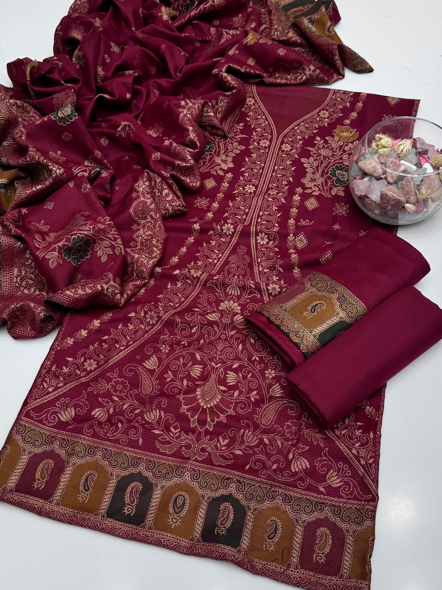Winter Pashmina Jacquard 3pc Dress 👗