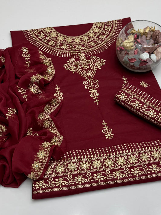 Computer 9mm Embroidery Shahi Design On Pure Lawn 3pc Dress 👗